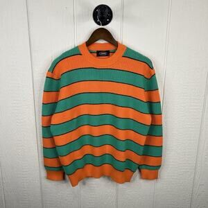Vintage 90's Cidar Tight-Knit Green & Orange Soft Sweater Small